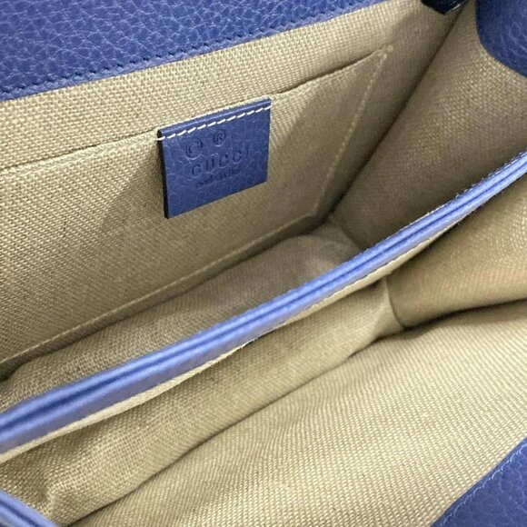 GUCCI Interlocking G Blue Leather Shoulder Bag 849-081025 - Picture 9 of 14